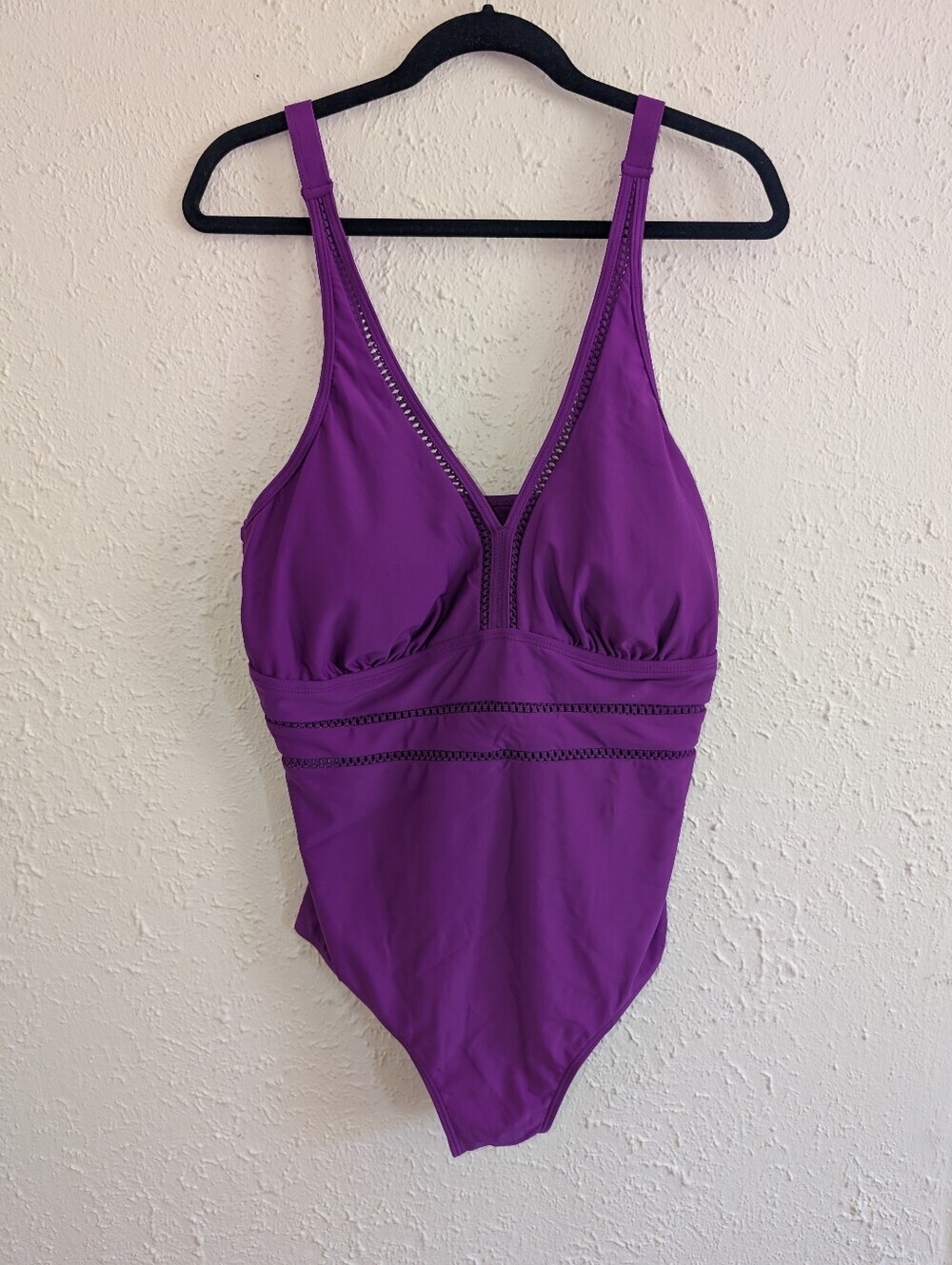 NWT DACI Tummy Control Purple V-Neck One-Piece Swimsuit